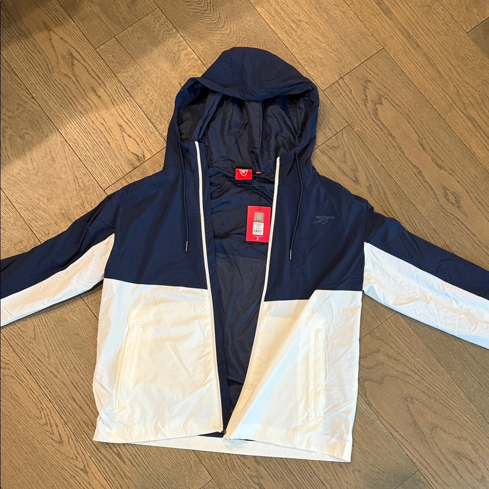 Arsenal Navy and White Hooded Jacket